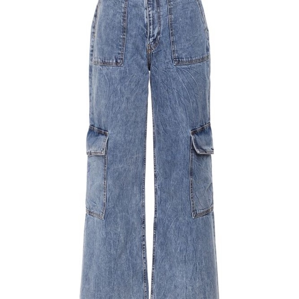 Ganni Denim Flare Jeans with Cargo Pockets